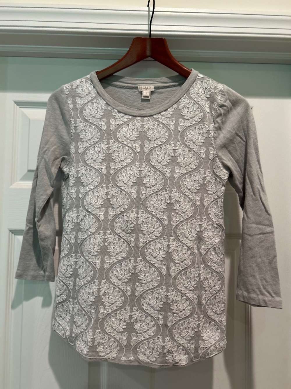 J. Crew Factory Embroidered Top Small Gray